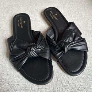 Kate Spade New York Marcella Leather Chunky Knot Black Sandals